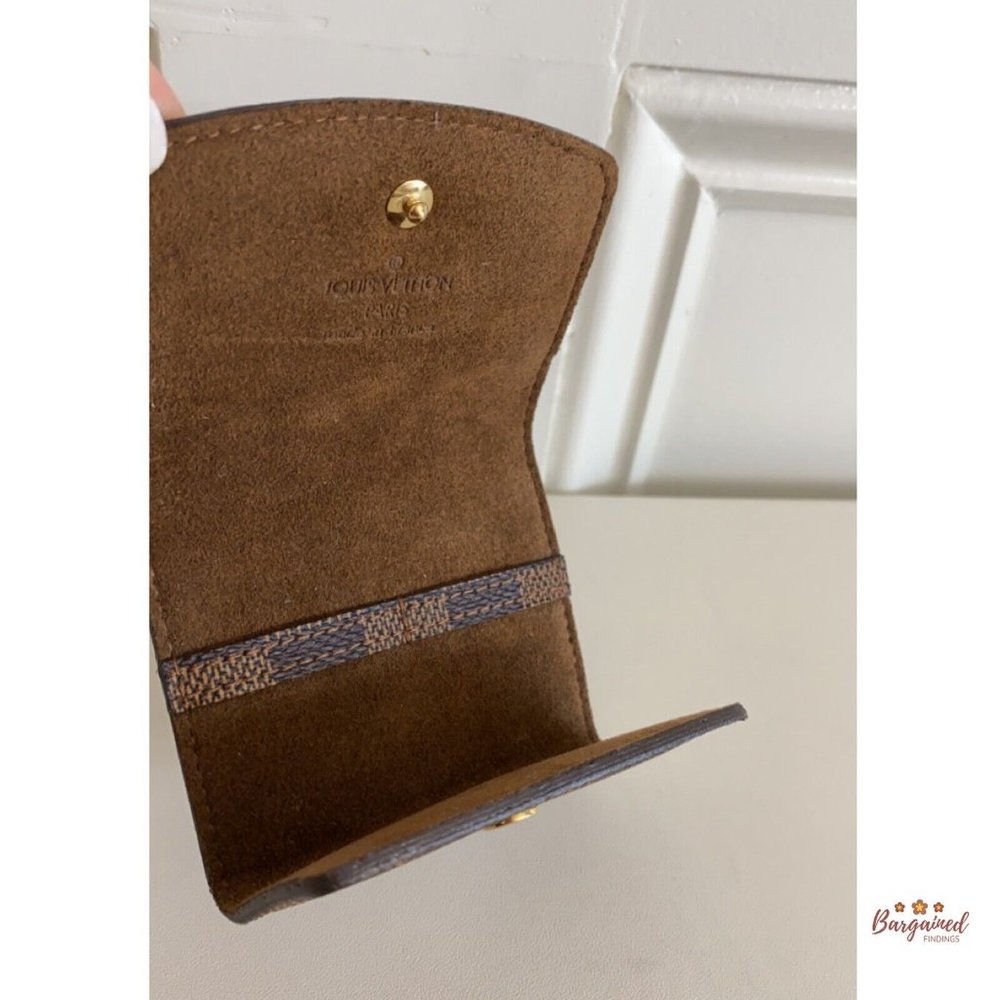 Authentic Louis Vuitton Brown Damier Ebene Coated Canvas Cufflinks Case - Picture 9 of 13